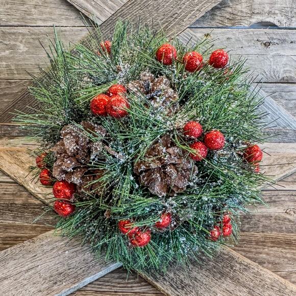 NWT-Pier 1, Christmas Holiday 8" Greenery Ball w/ Faux Pine, Berries & Pinecones - Picture 5 of 5